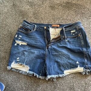 Judy Blue Dark Blue Distressed Jean Shorts